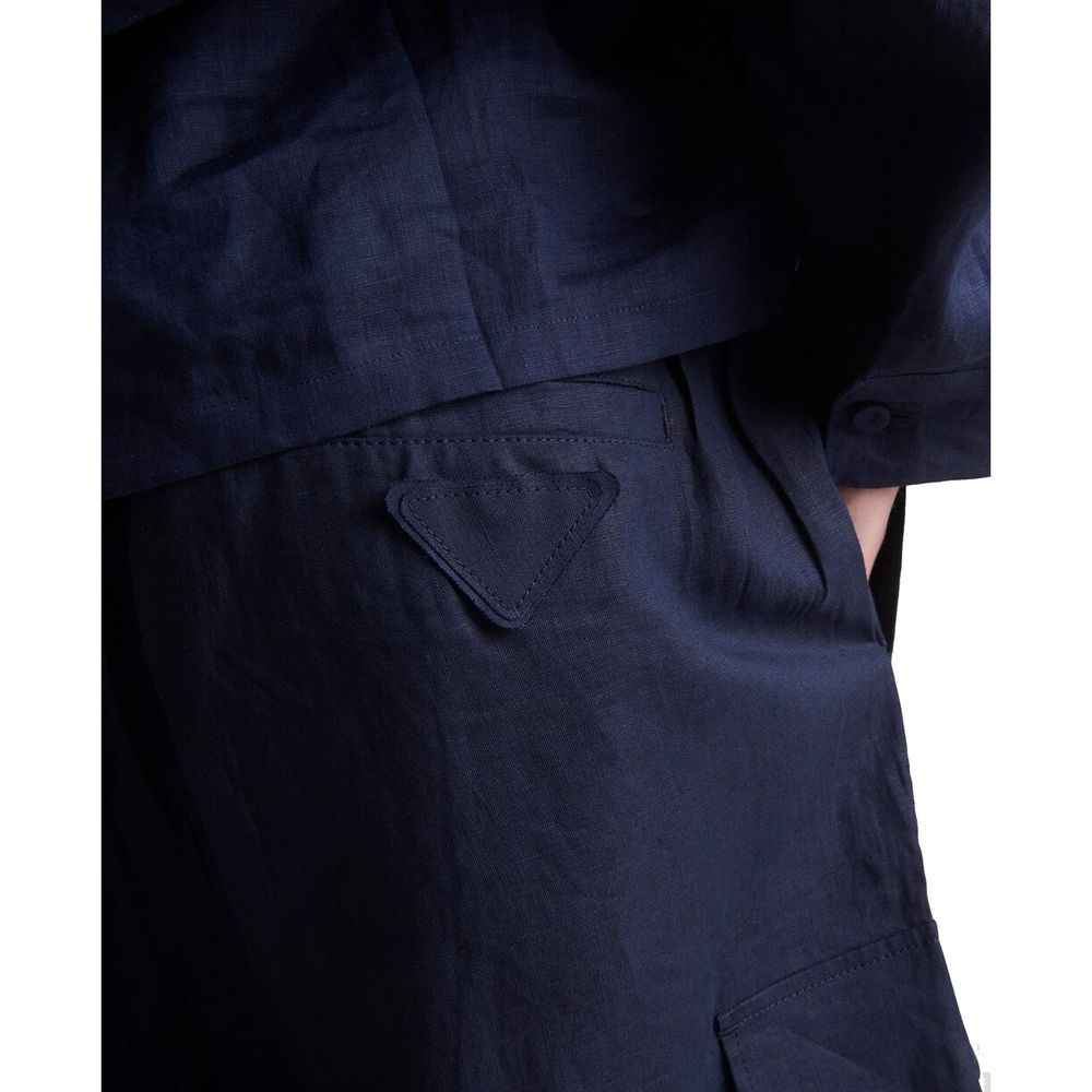 Prada Blue Linen Bermuda Shorts