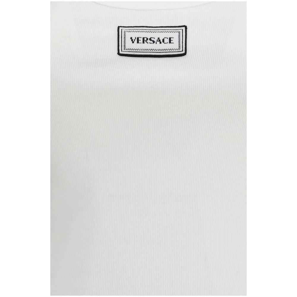 Versace White Cotton Tank Tops