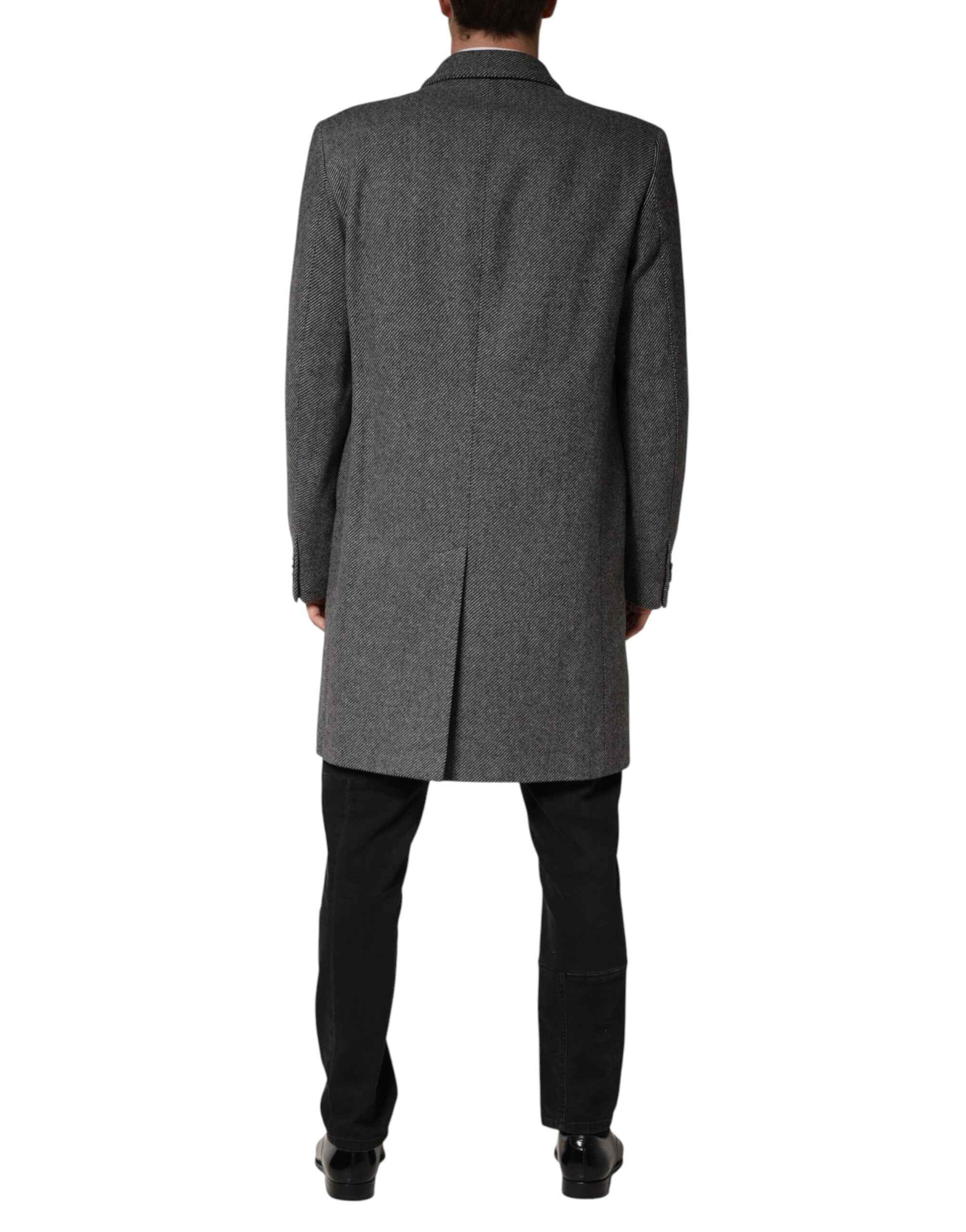 Dolce & Gabbana Gray Single Breasted Men Trench Coat Jacket