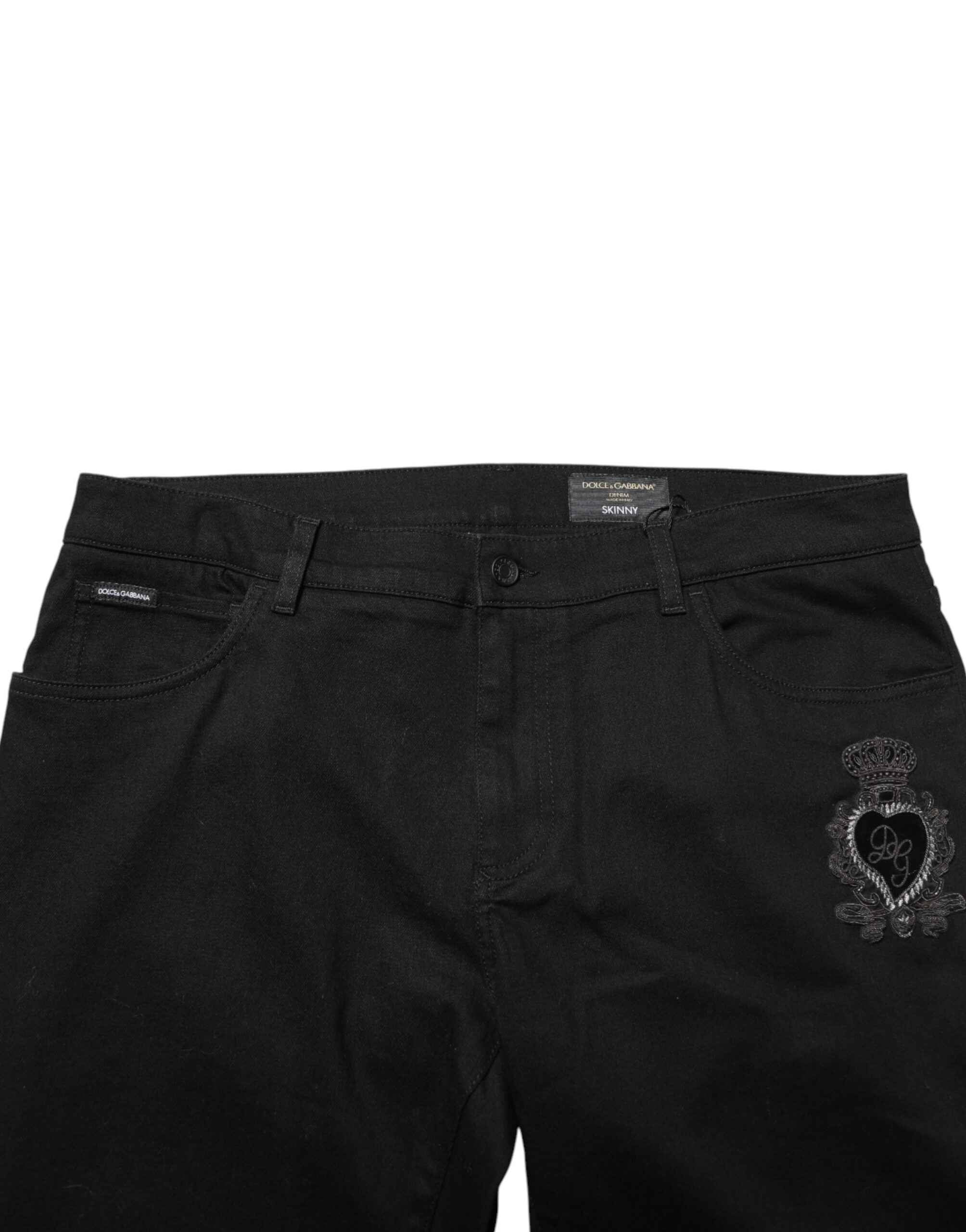 Dolce & Gabbana Black Sacred Heart Skinny Men Denim Jeans
