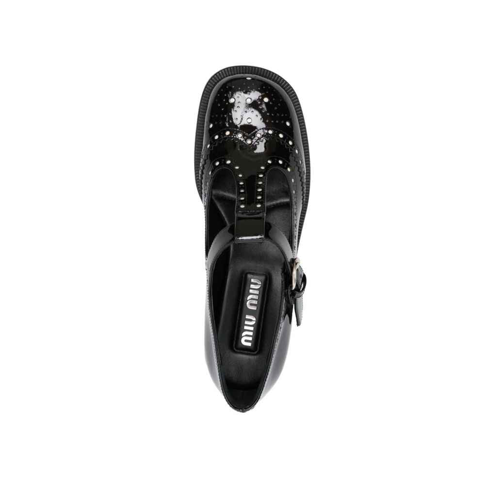 Miu Miu Black Calfskin Ballet Flats