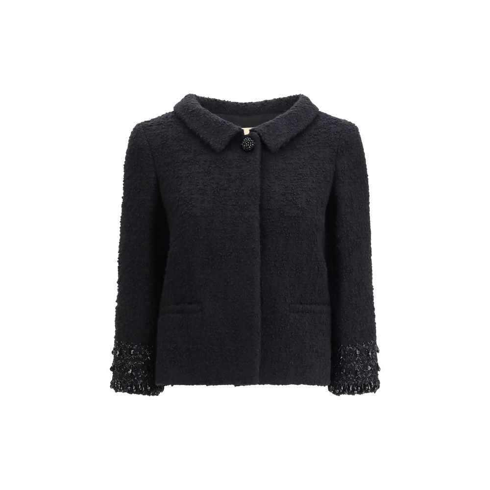 Valentino Garavani Black Wool Biker Jacket