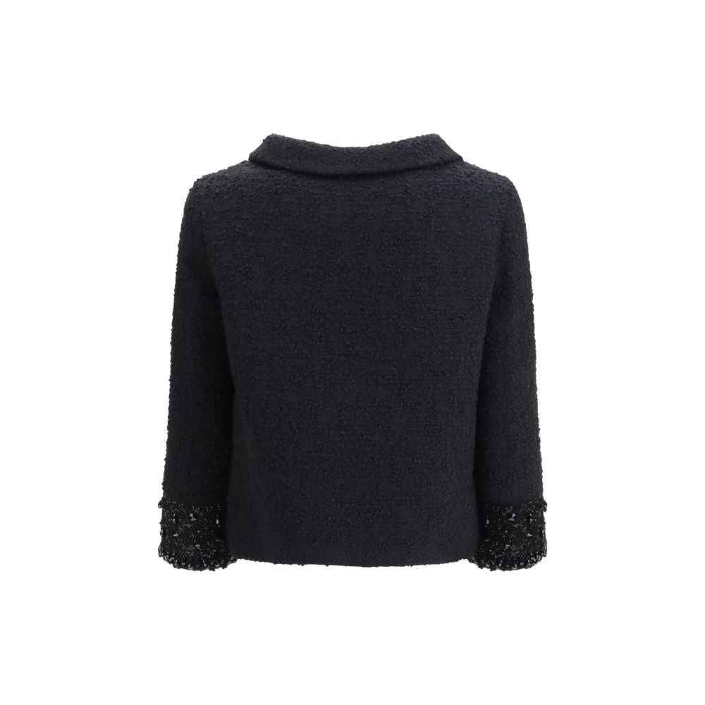 Valentino Garavani Black Wool Biker Jacket