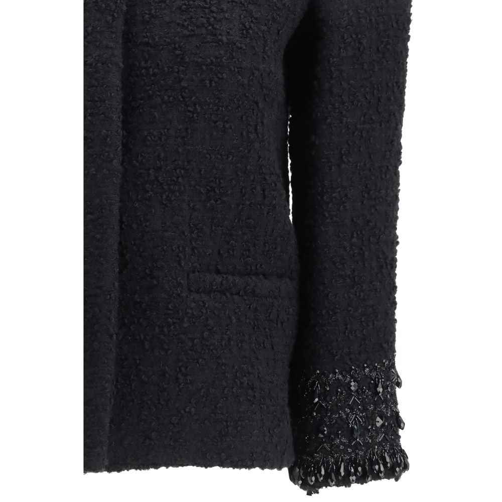 Valentino Black Fleece Wool Coat