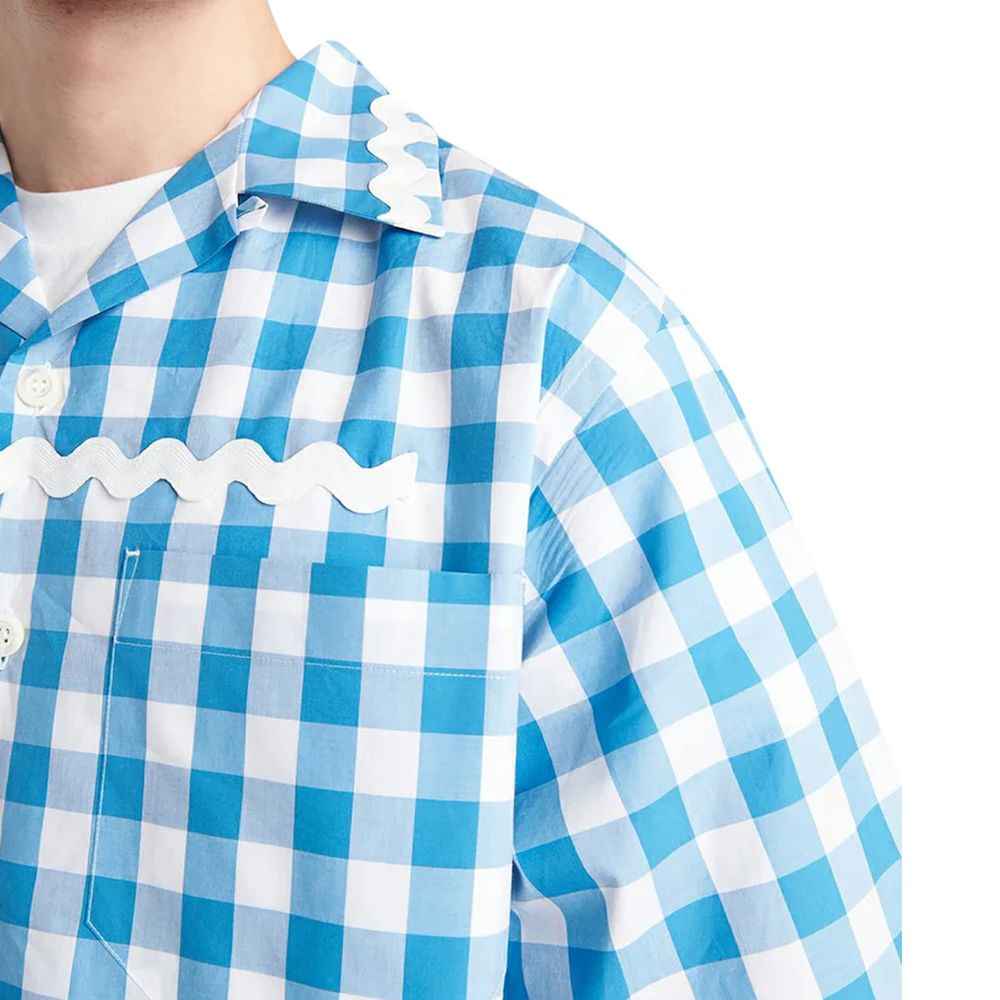 Prada Blue Cotton Pattern Shirt