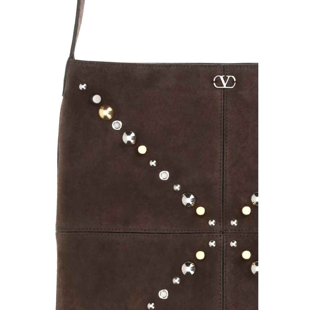 Valentino Garavani Brown Calf Leather Bos Taurus Shoulder Bag