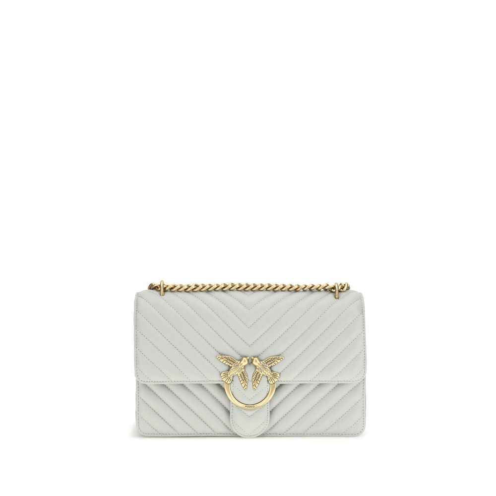 PINKO Gray Calf Leather Bos Taurus Shoulder Bag