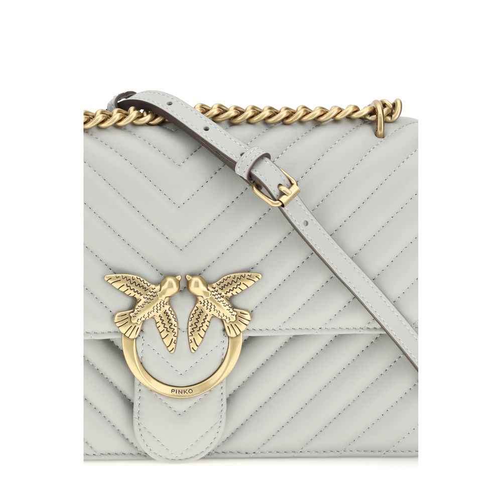 PINKO Gray Calf Leather Bos Taurus Shoulder Bag