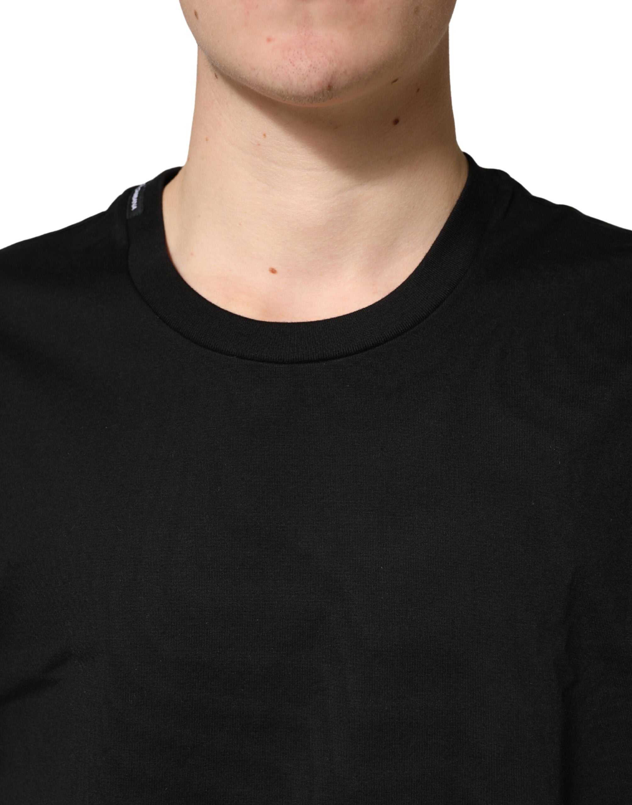 Dolce & Gabbana Black Cotton Crewneck Short Sleeve T-Shirt