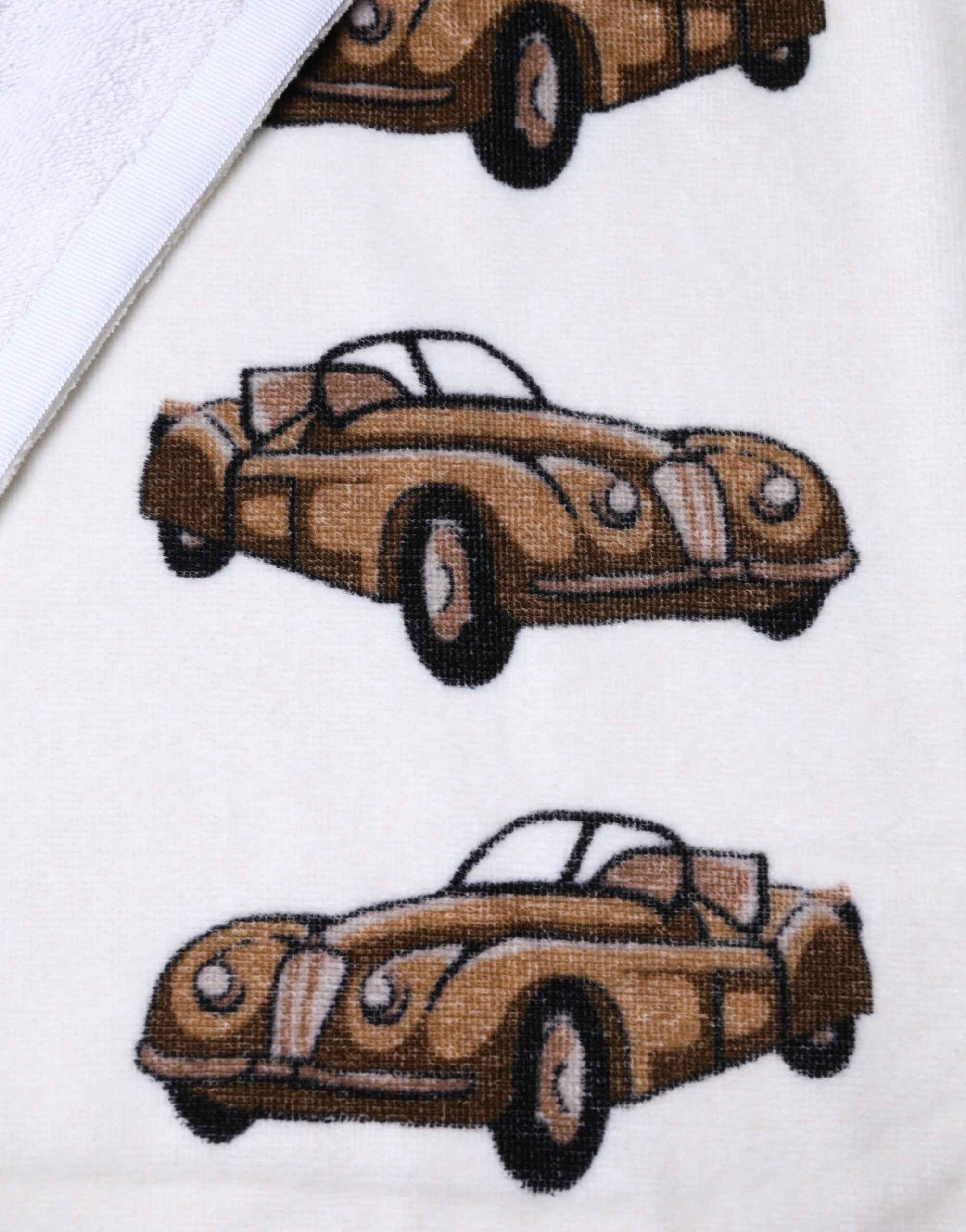 Dolce & Gabbana Towel White Cotton Car Graphic Print 115cm x 180cm Beach