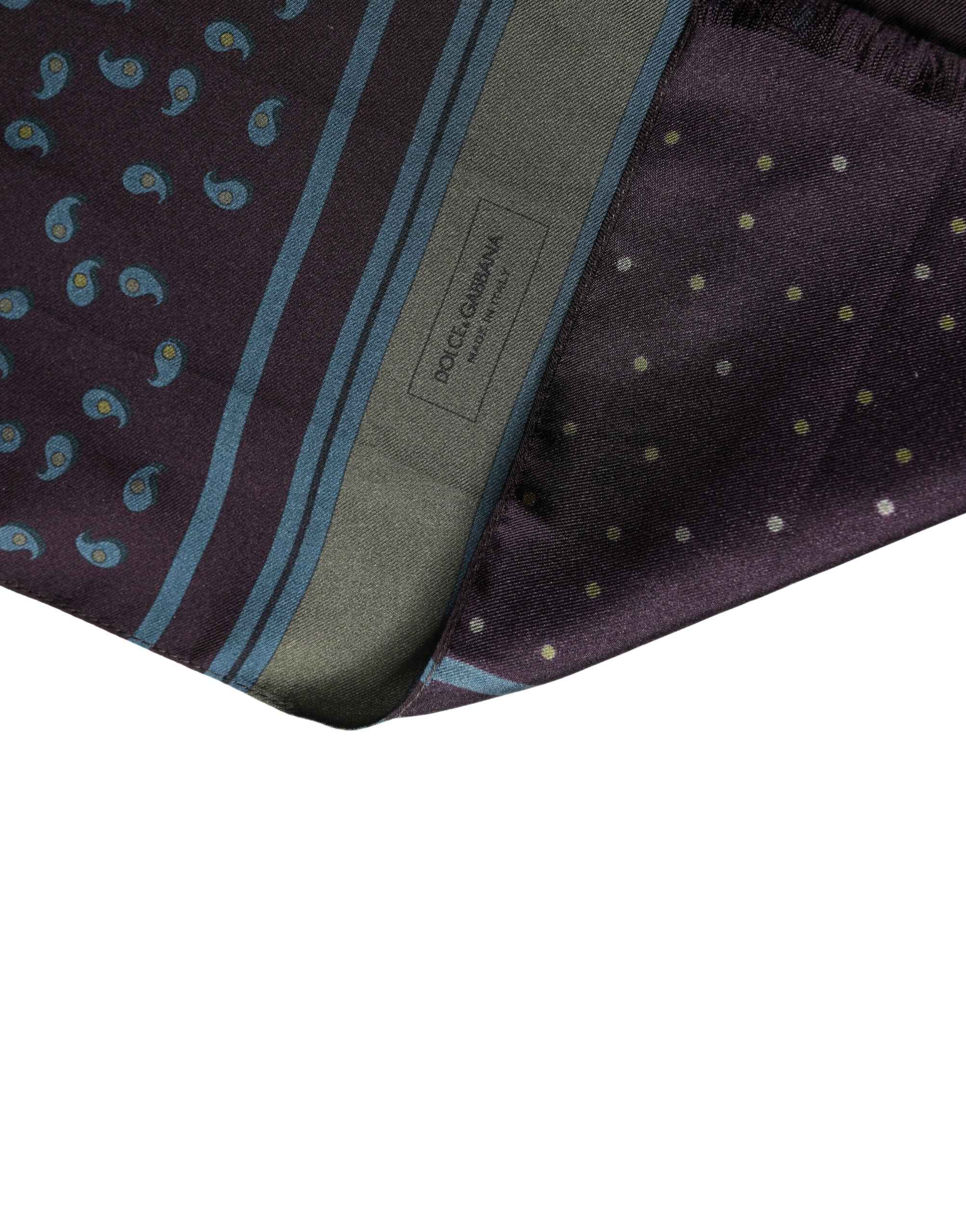Dolce & Gabbana Men Scarf Maroon Patterned Silk Neck Foulard 132cm x 33cm