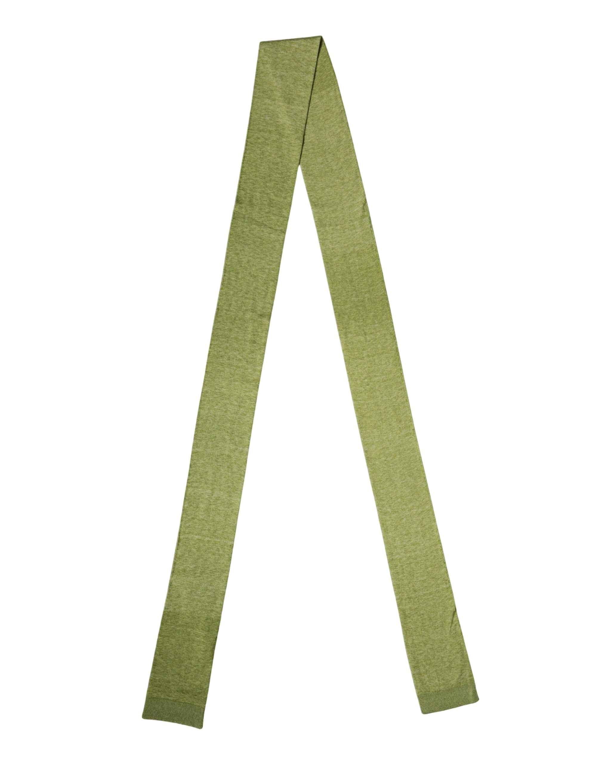 Dolce & Gabbana Green Cashmere Knitted Neck Foulard 280cm x11cm Men Scarf