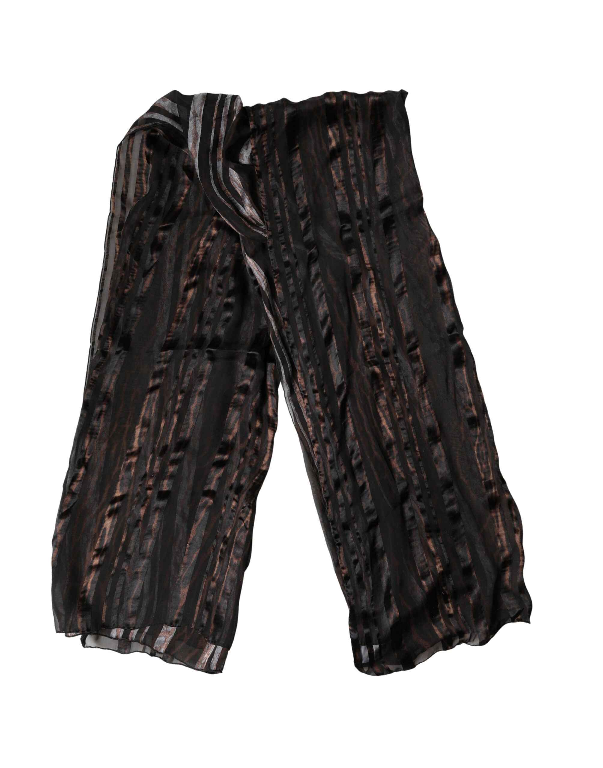 Dolce & Gabbana Black Stripes Silk Wrap Shawl Stole 193cm x 131cm Scarf
