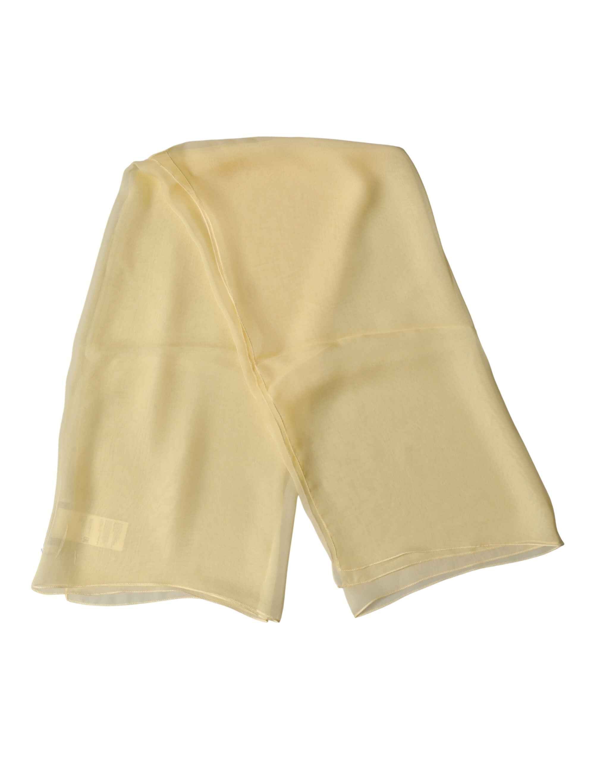 Dolce & Gabbana Light Yellow Silk Wrap Shawl Foulard 100cm x 99cm Scarf