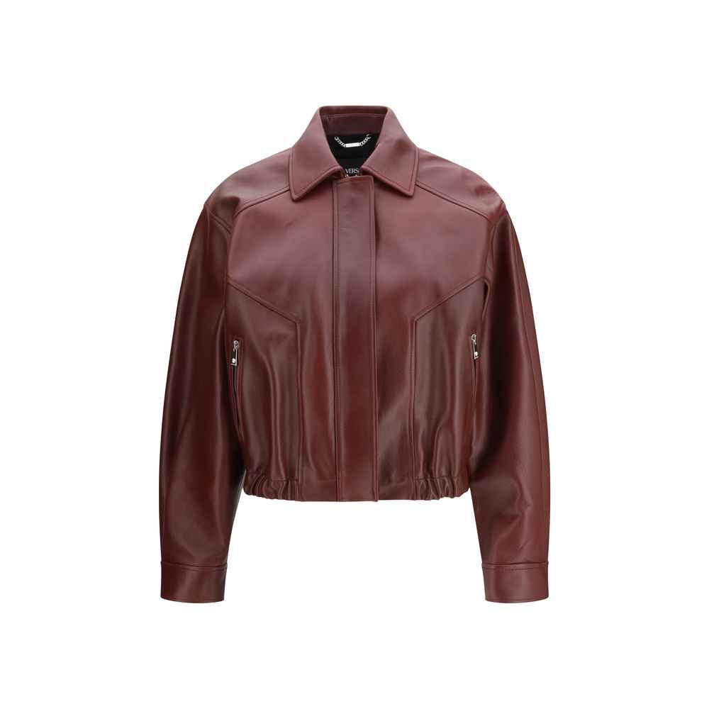 Versace Bordeaux Calf Leather Bos Taurus Leather Jacket