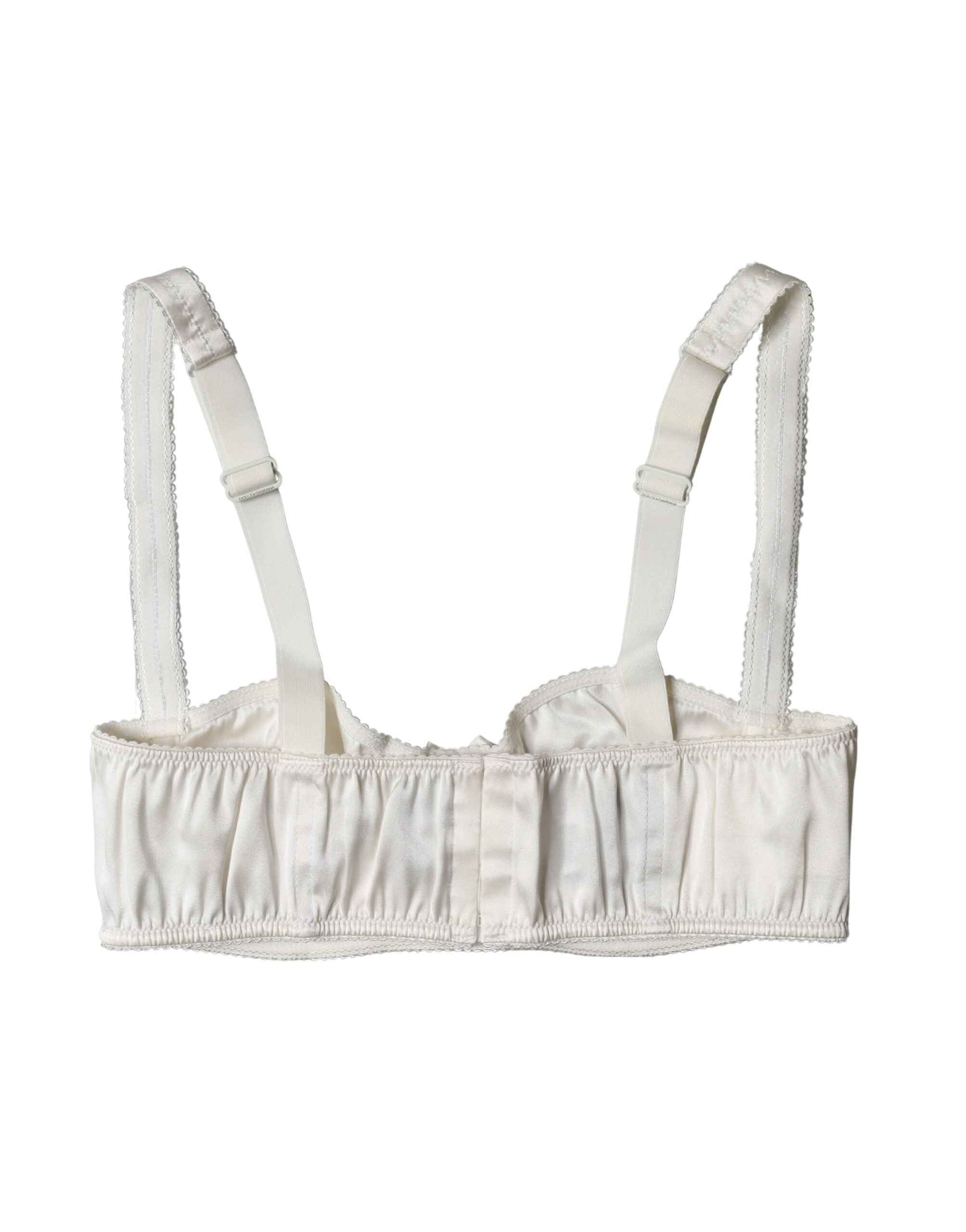 Dolce & Gabbana White Silk Satin Underwire Bra Semi Pad Underwear