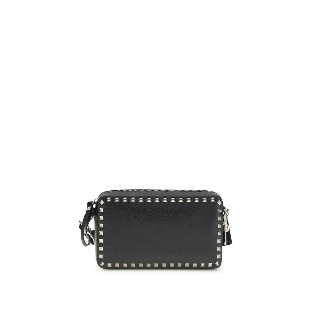 Valentino Garavani Black Calf Leather Bos Taurus Shoulder Bag
