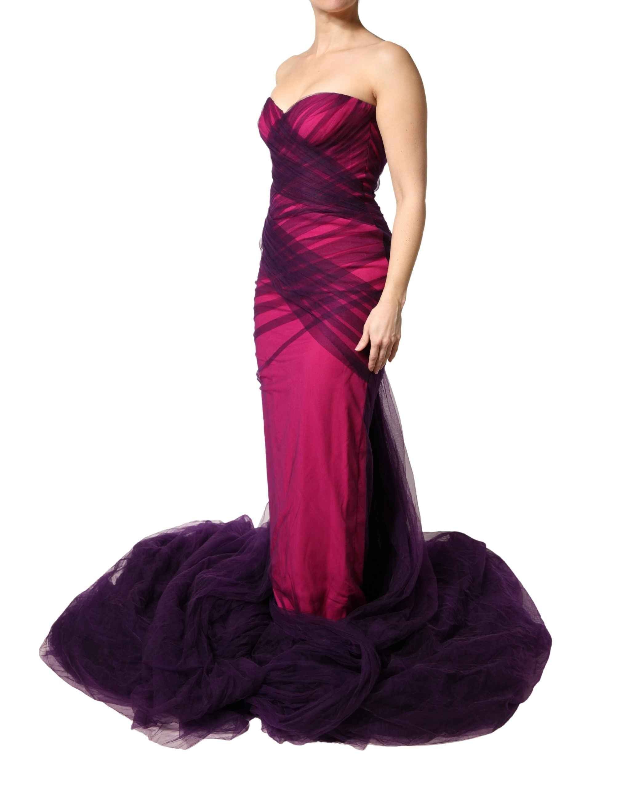 Dolce & Gabbana Pink Black Strapless Sheath Mermaid Dress