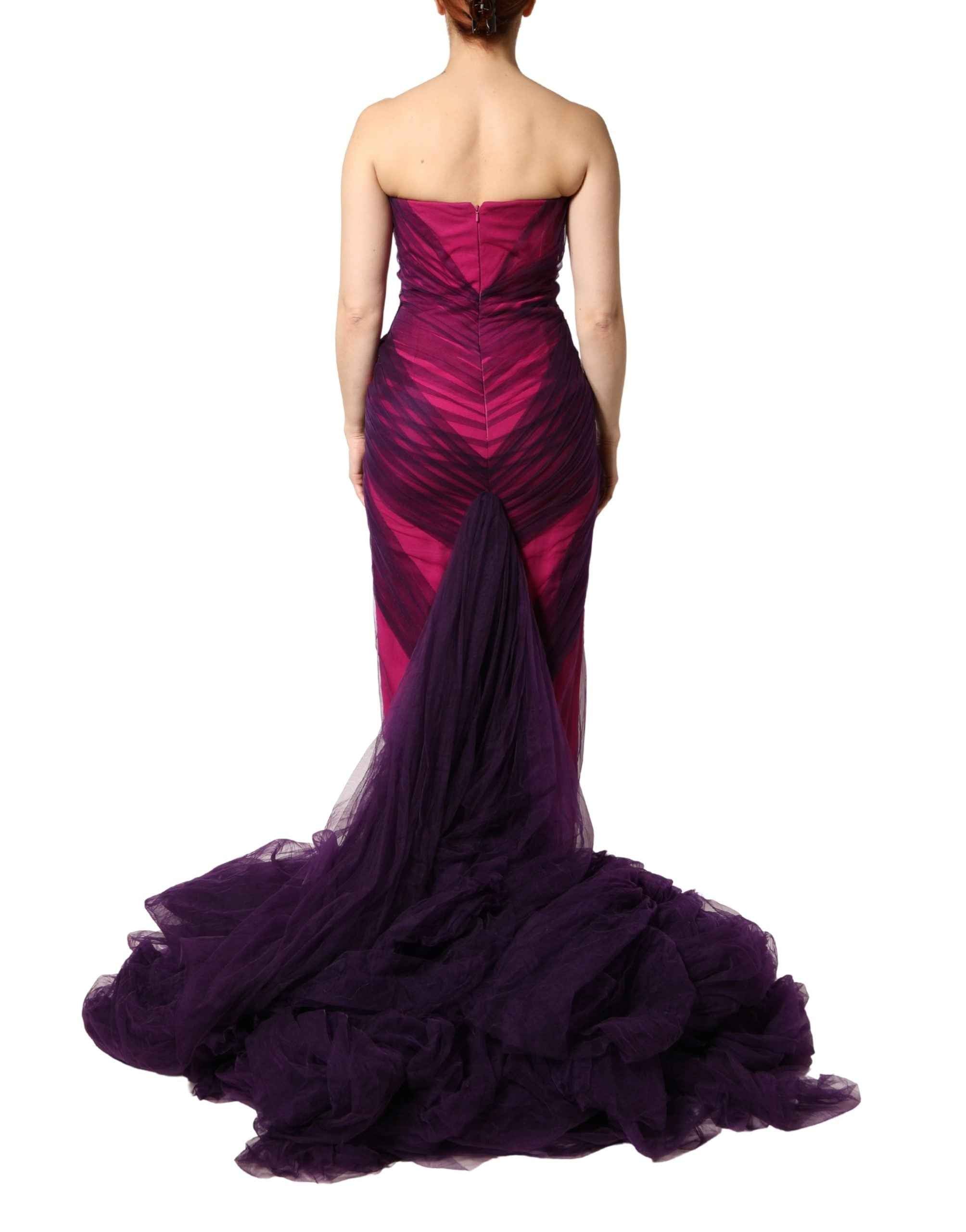 Dolce & Gabbana Pink Black Strapless Sheath Mermaid Dress