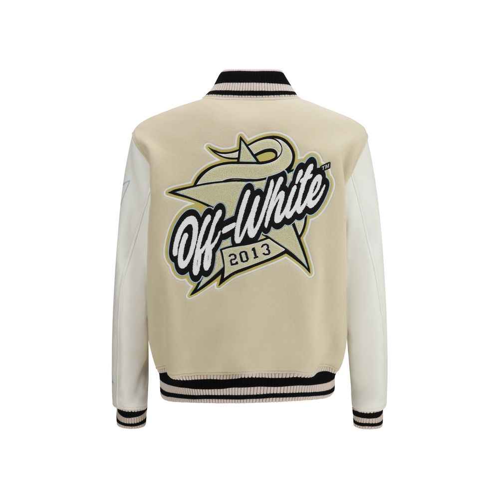 Off-White Beige Wool Oves Aries Bomber