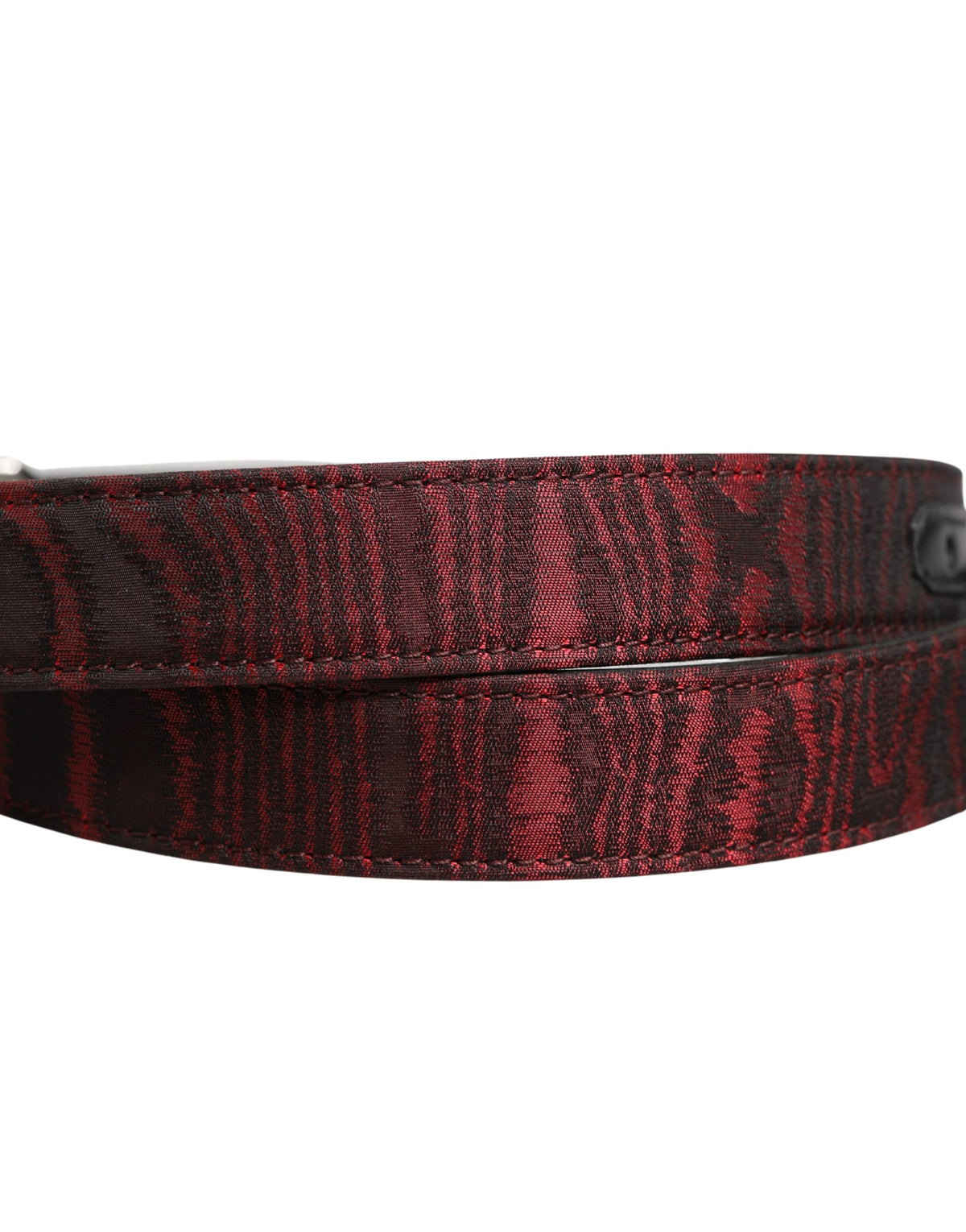 Dolce & Gabbana Men Red Jacquard Acetate Metal Buckle Belt