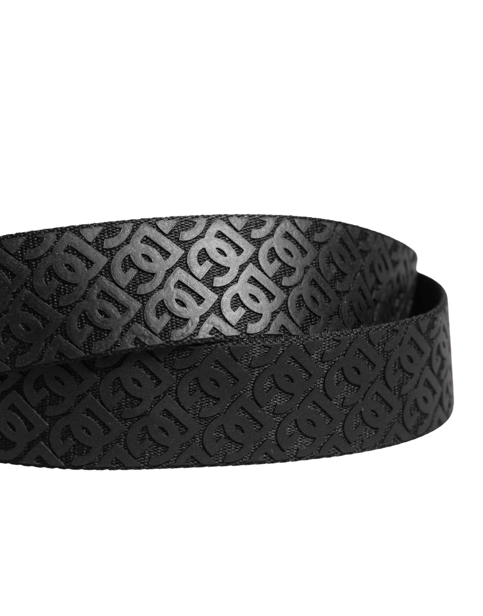 Dolce & Gabbana Men Black DG Logo Polyester Metal Buckle Belt