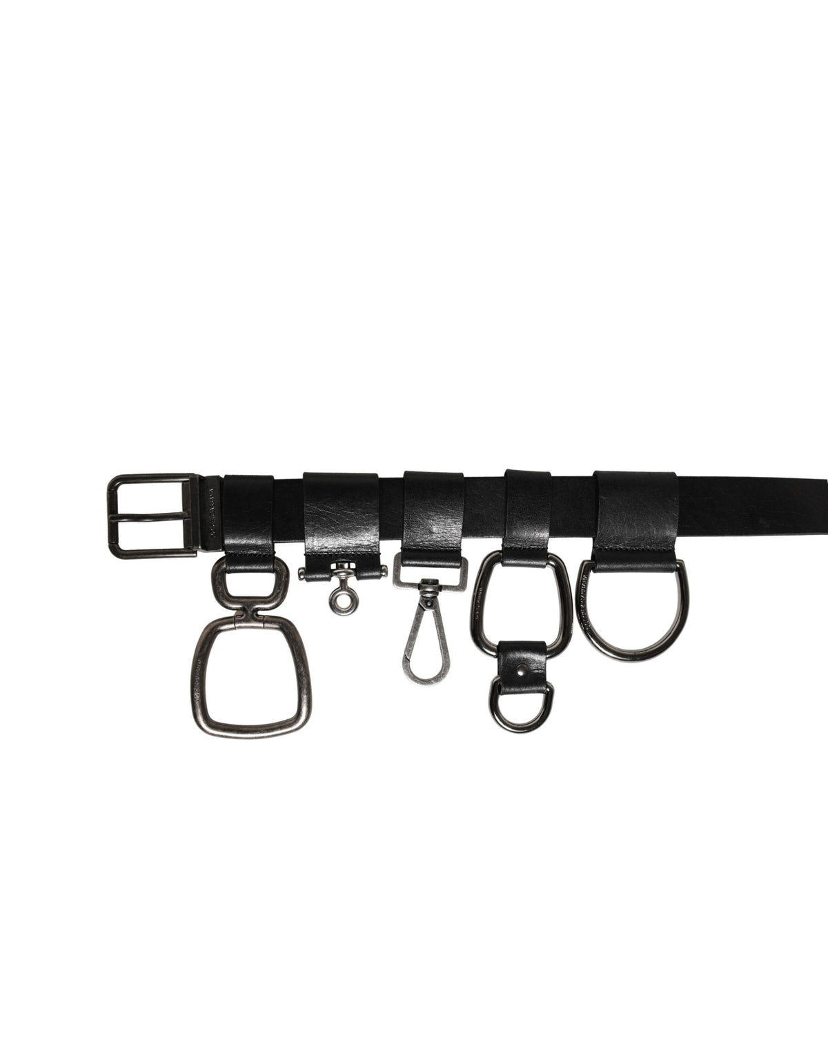 Dolce & Gabbana Black Calf Leather Silver Metal Buckle Belt