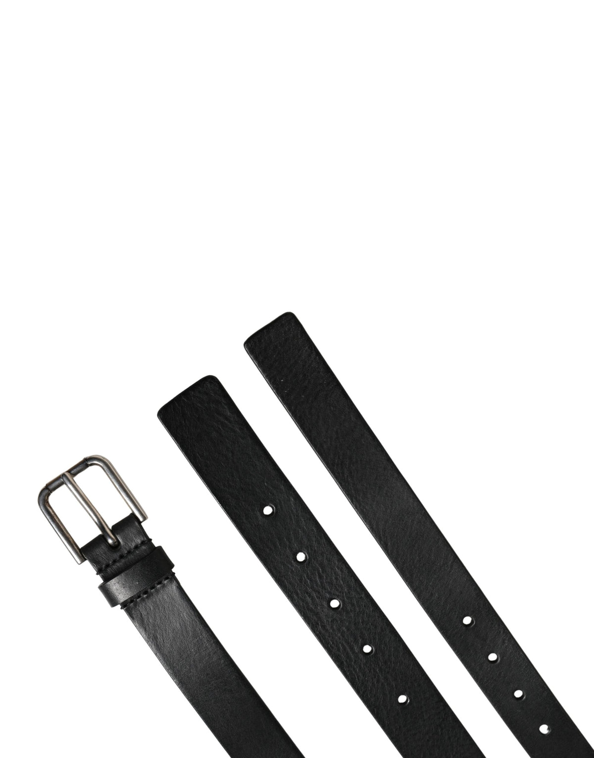 Dolce & Gabbana Black Double Strap Leather Silver Buckle Belt