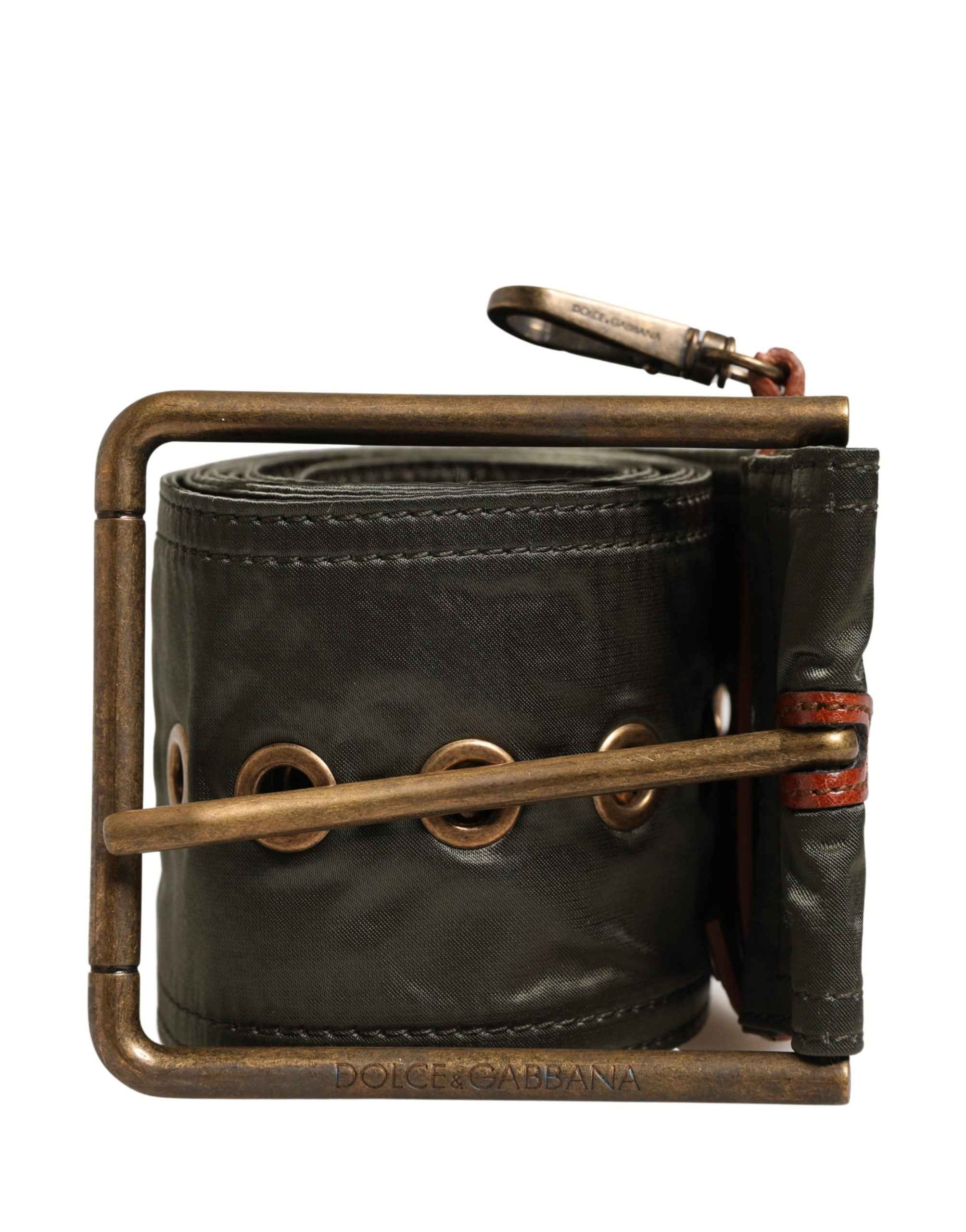 Dolce & Gabbana Men Black Wide Leather DG Metal Buckle Belt