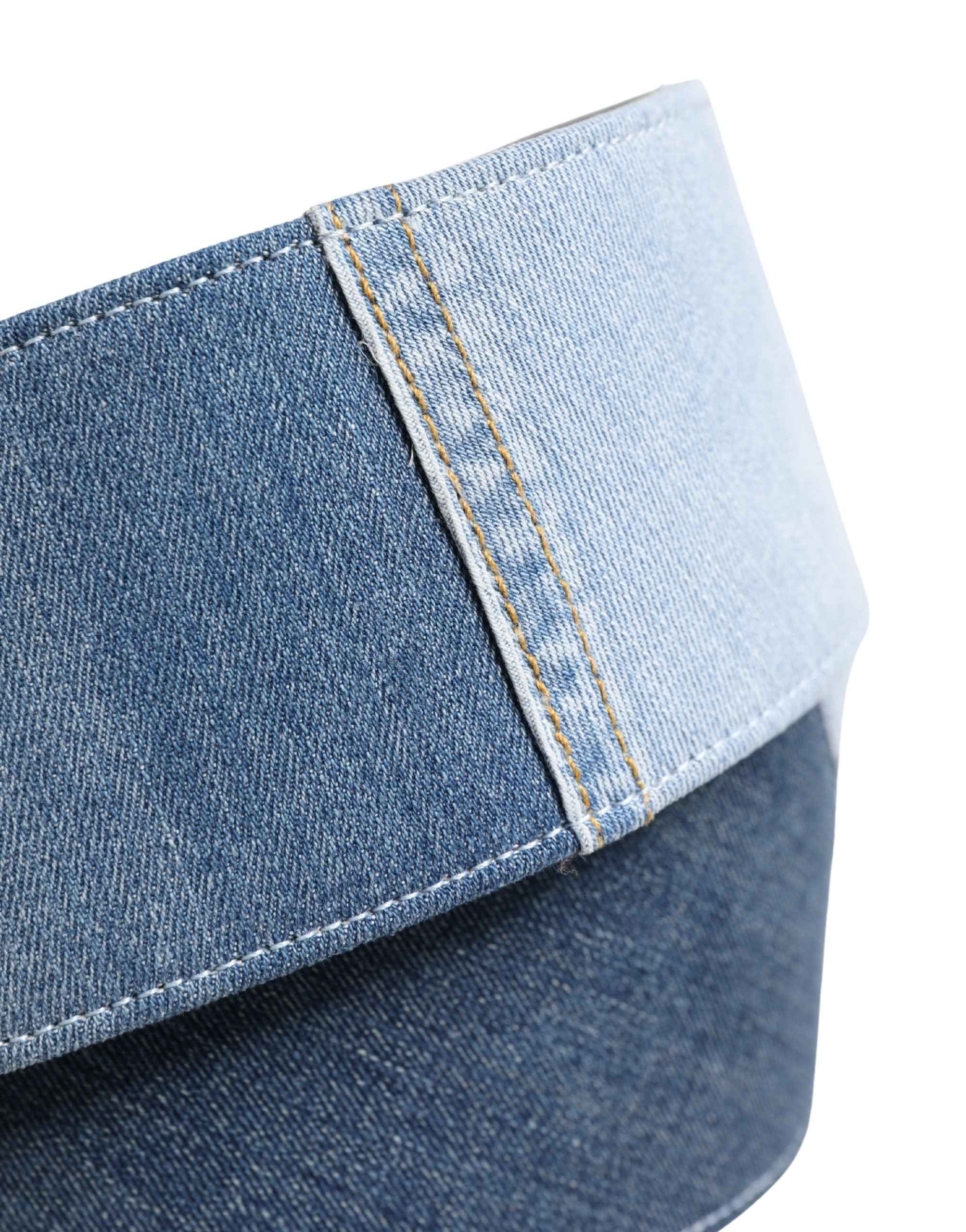 Dolce & Gabbana Blue Two Tone Denim Gold Metal Buckle Belt