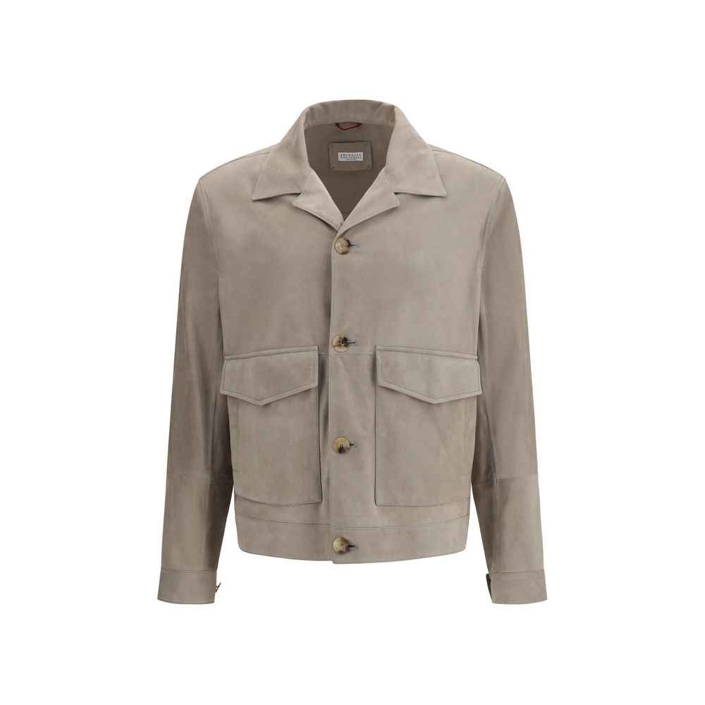 Brunello Cucinelli Bicolor Calf Leather Bos Taurus Leather Jacket