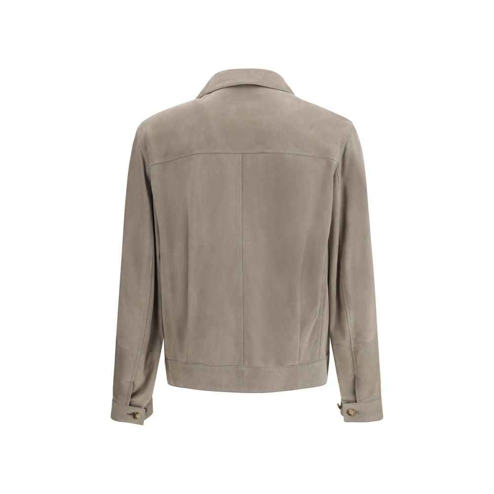 Brunello Cucinelli Bicolor Calf Leather Bos Taurus Leather Jacket