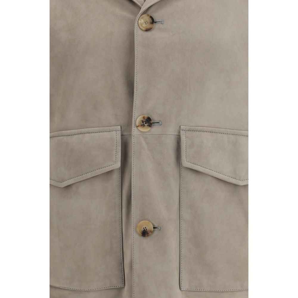 Brunello Cucinelli Bicolor Calf Leather Bos Taurus Leather Jacket