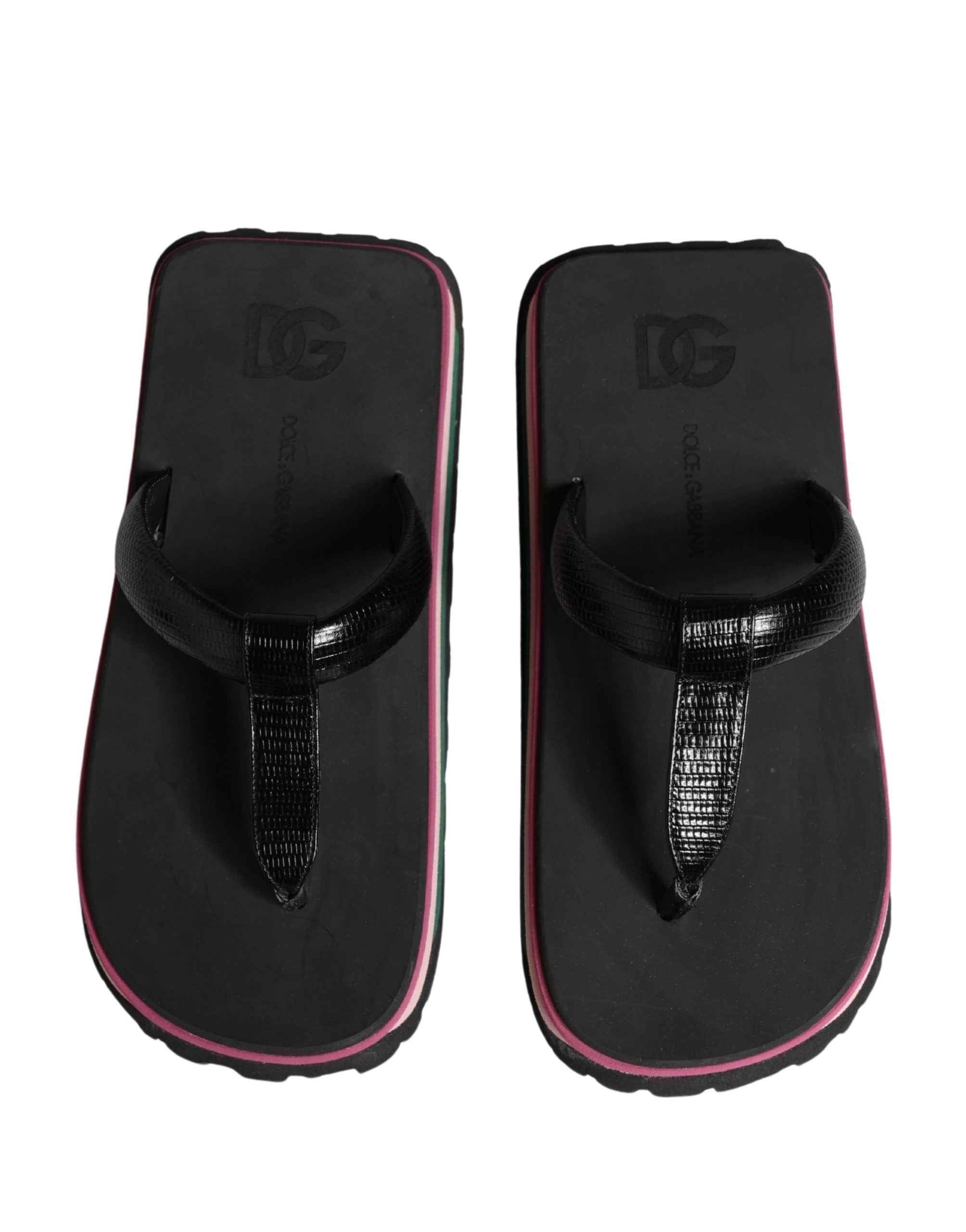 Dolce & Gabbana Multicolor Rubber Chunky Flip Flop Shoes