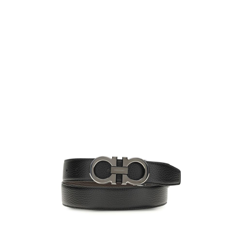 Ferragamo Black Calf Leather Bos Taurus Regular Belt