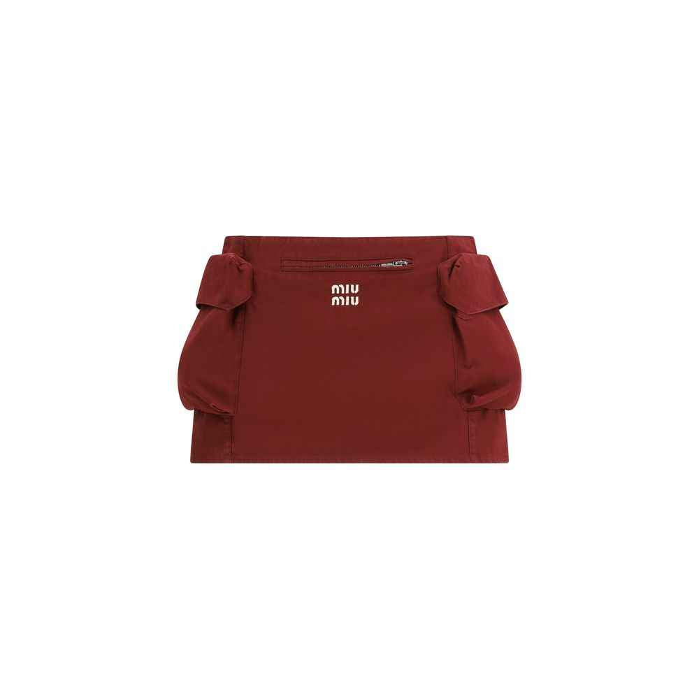 Miu Miu Bordeaux Cotton Mini Skirt