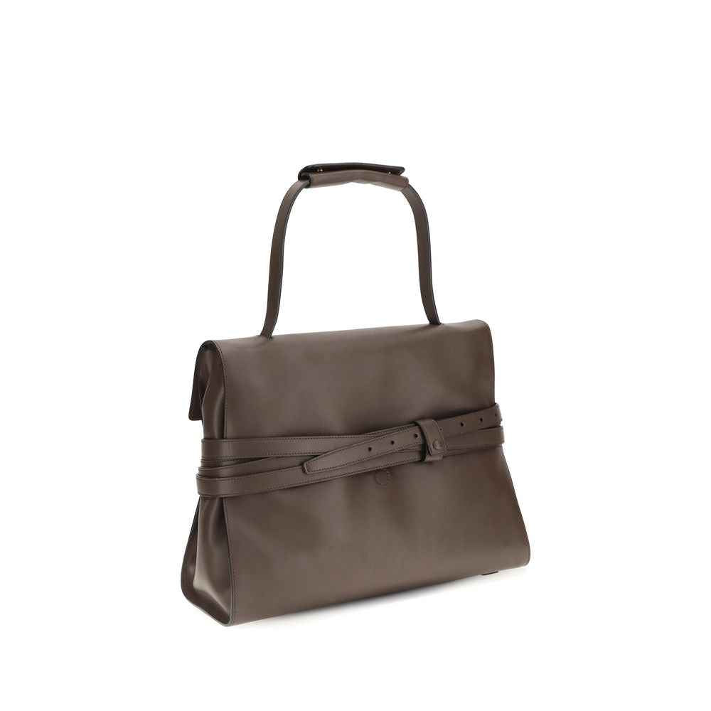 Moschino Brown Calf Leather Bos Taurus Handbag