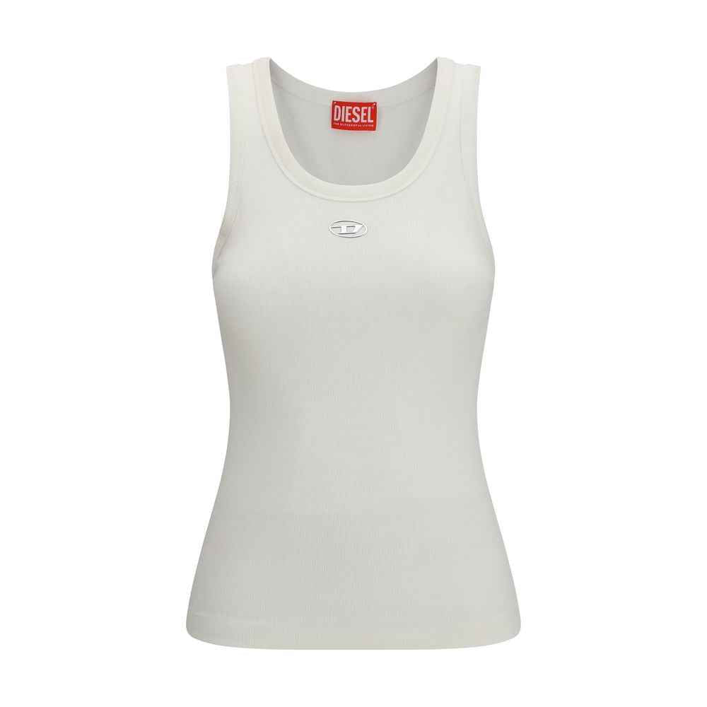 Diesel White Cotton Sleeveles T-Shirt