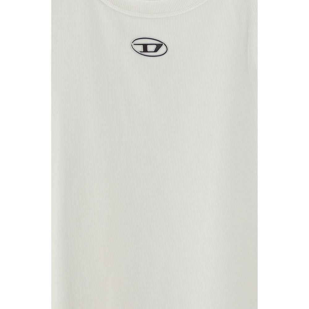 Diesel White Cotton Sleeveles T-Shirt