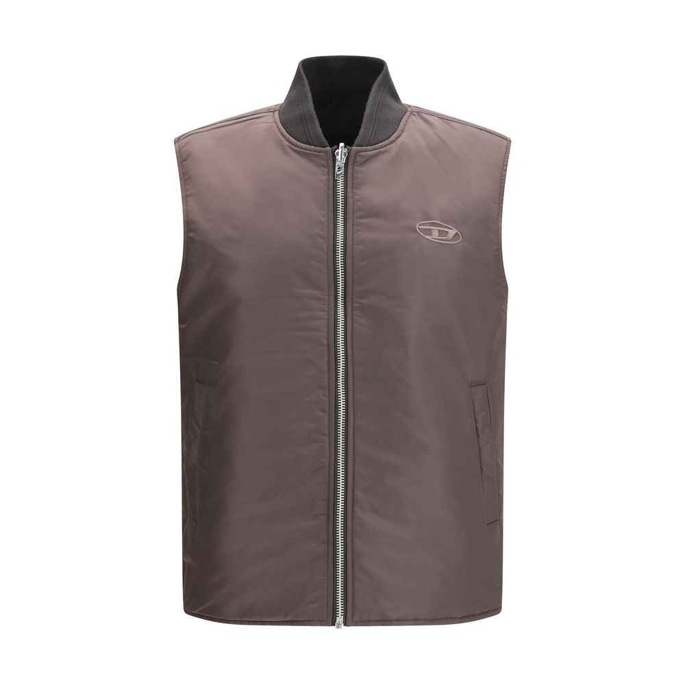 Diesel Brown Polyamide Sleeveless Jacket