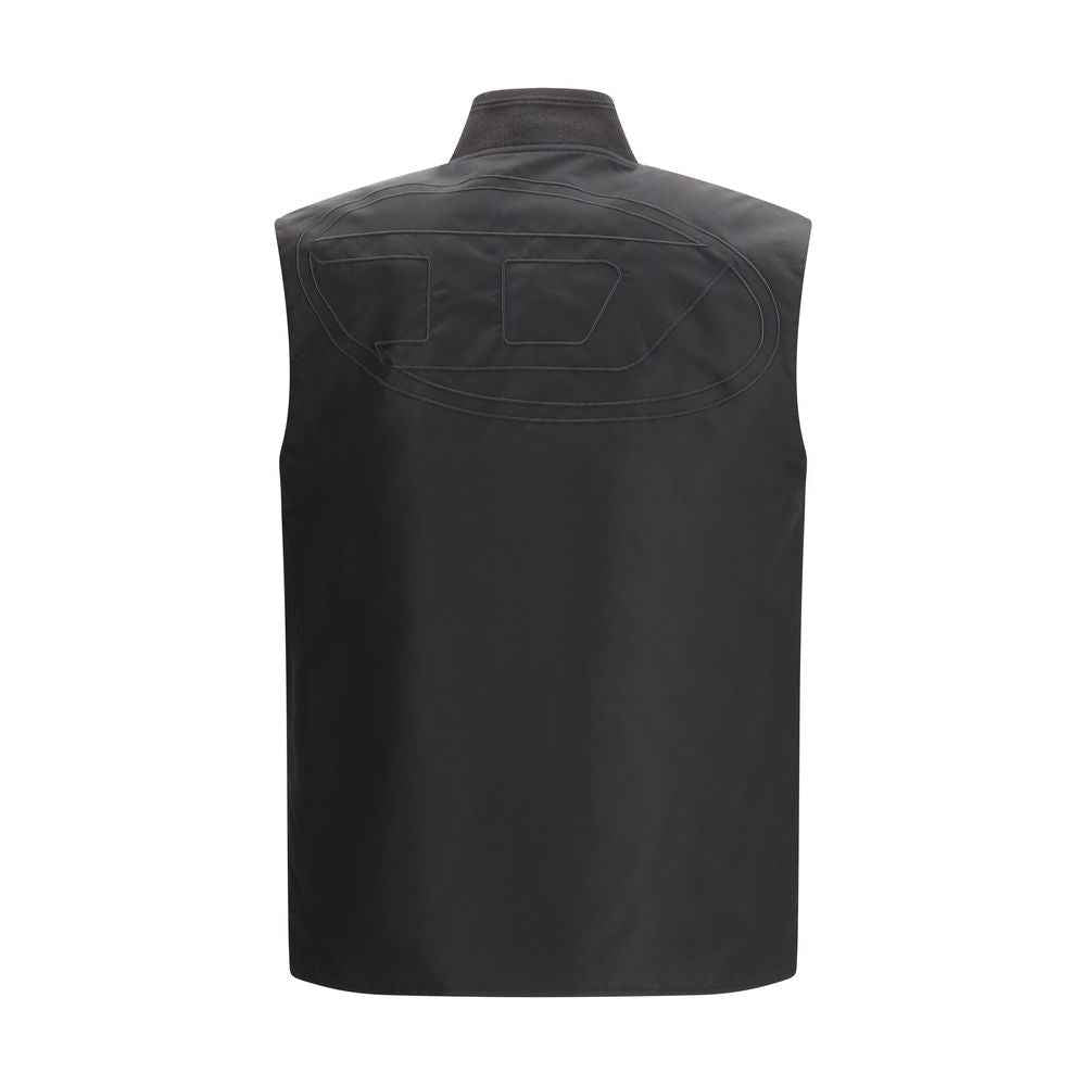 Diesel Brown Polyamide Sleeveless Jacket