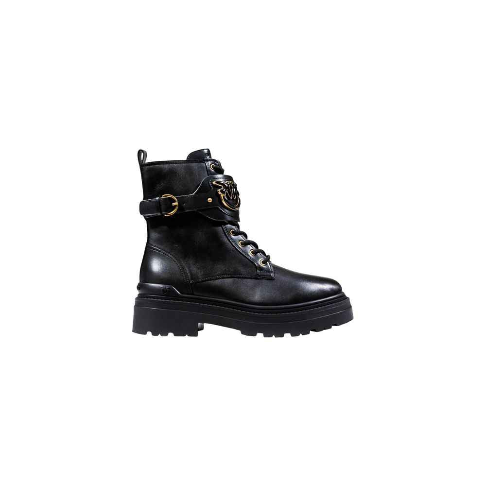PINKO Black Leather Ankle Boots