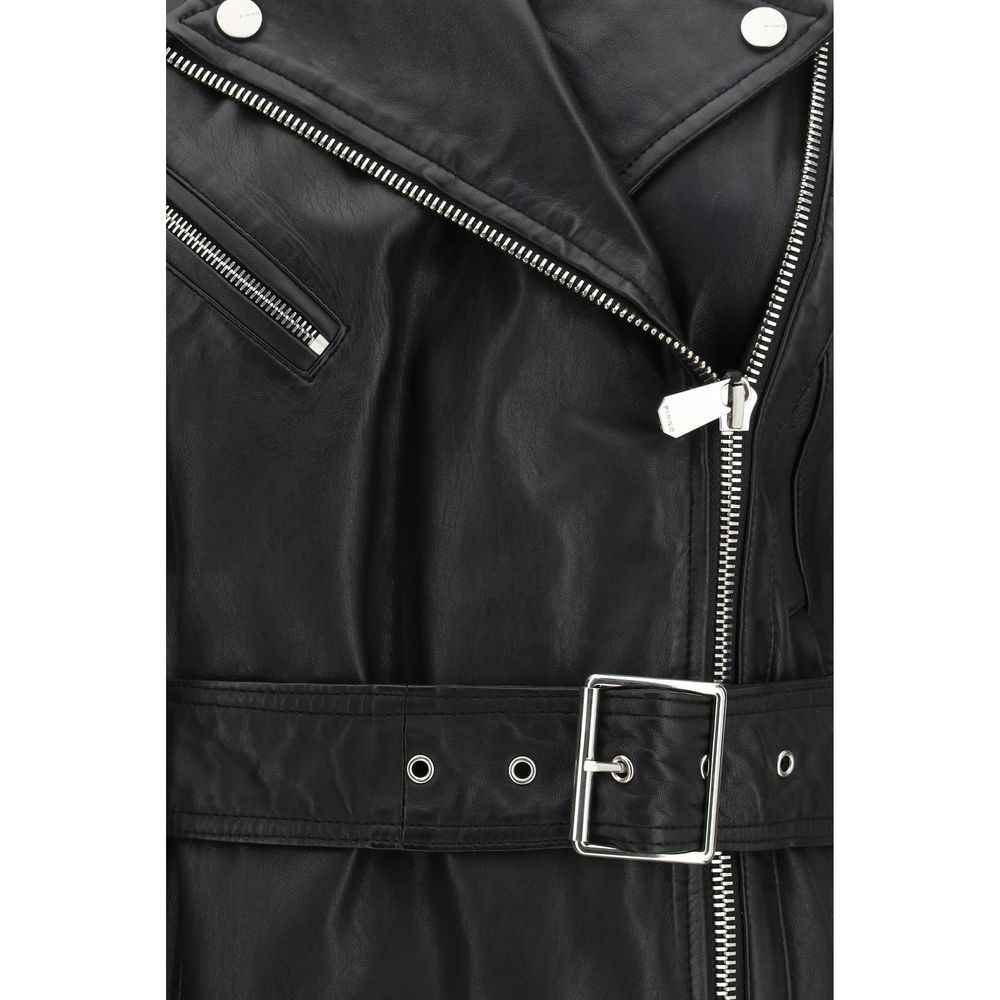 PINKO Black Goatskin Sleeveless Jacket