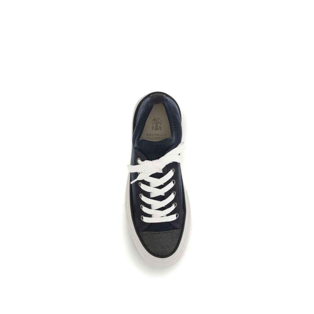 Brunello Cucinelli Blue Cotton Low Top Sneakers