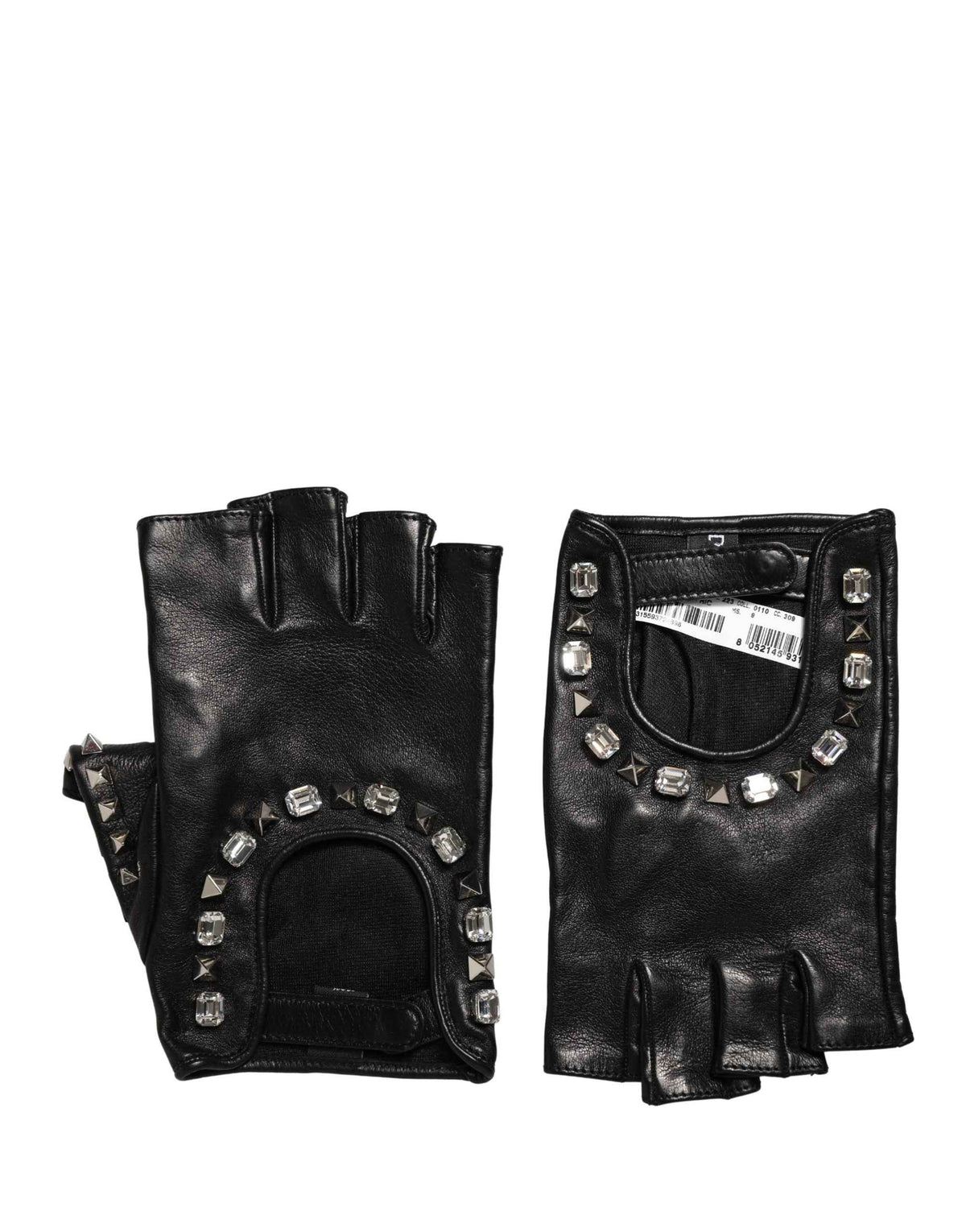 Dolce & Gabbana Black Embellished Wrist Length Mitten Women Gloves