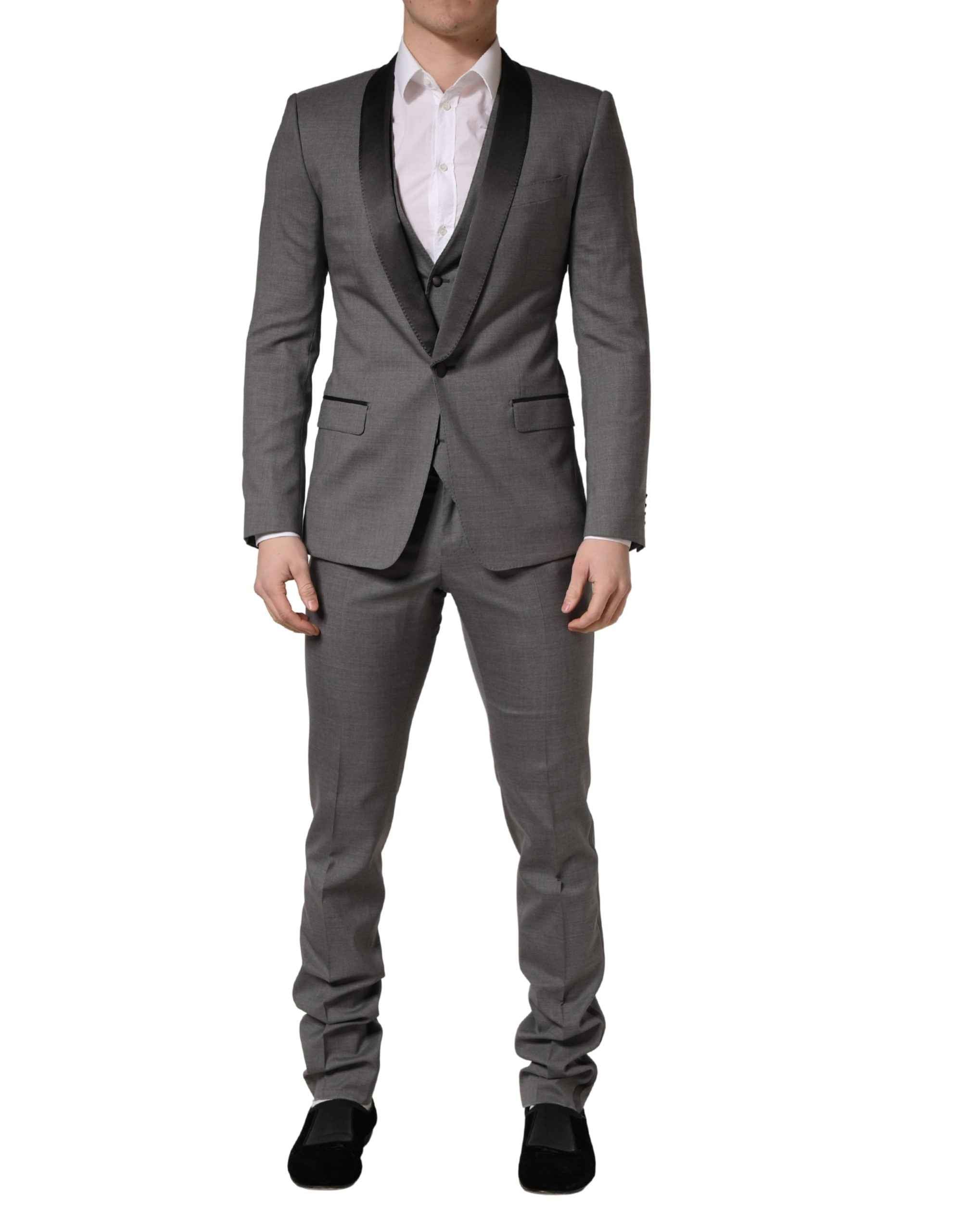 Dolce & Gabbana Gray Wool Single Breasted 1 Button 3PC Suit