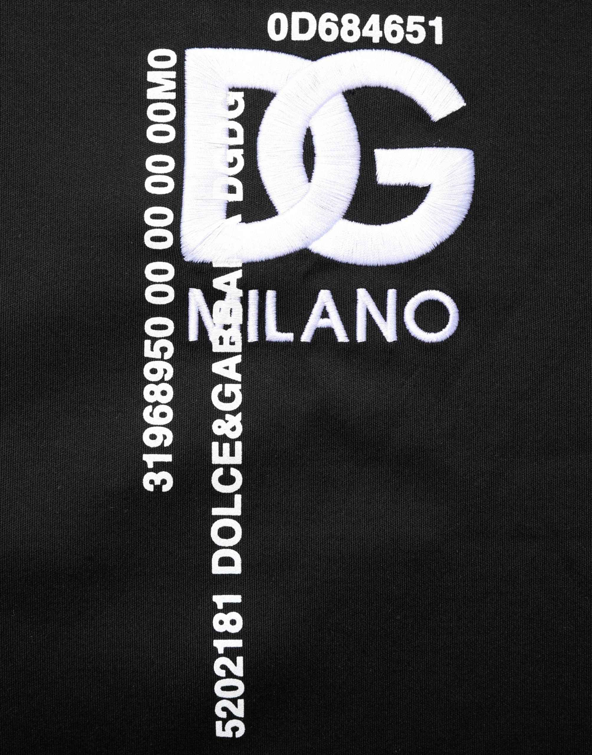 Dolce & Gabbana Black Logo Embroidered Men Crew Neck T-shirt