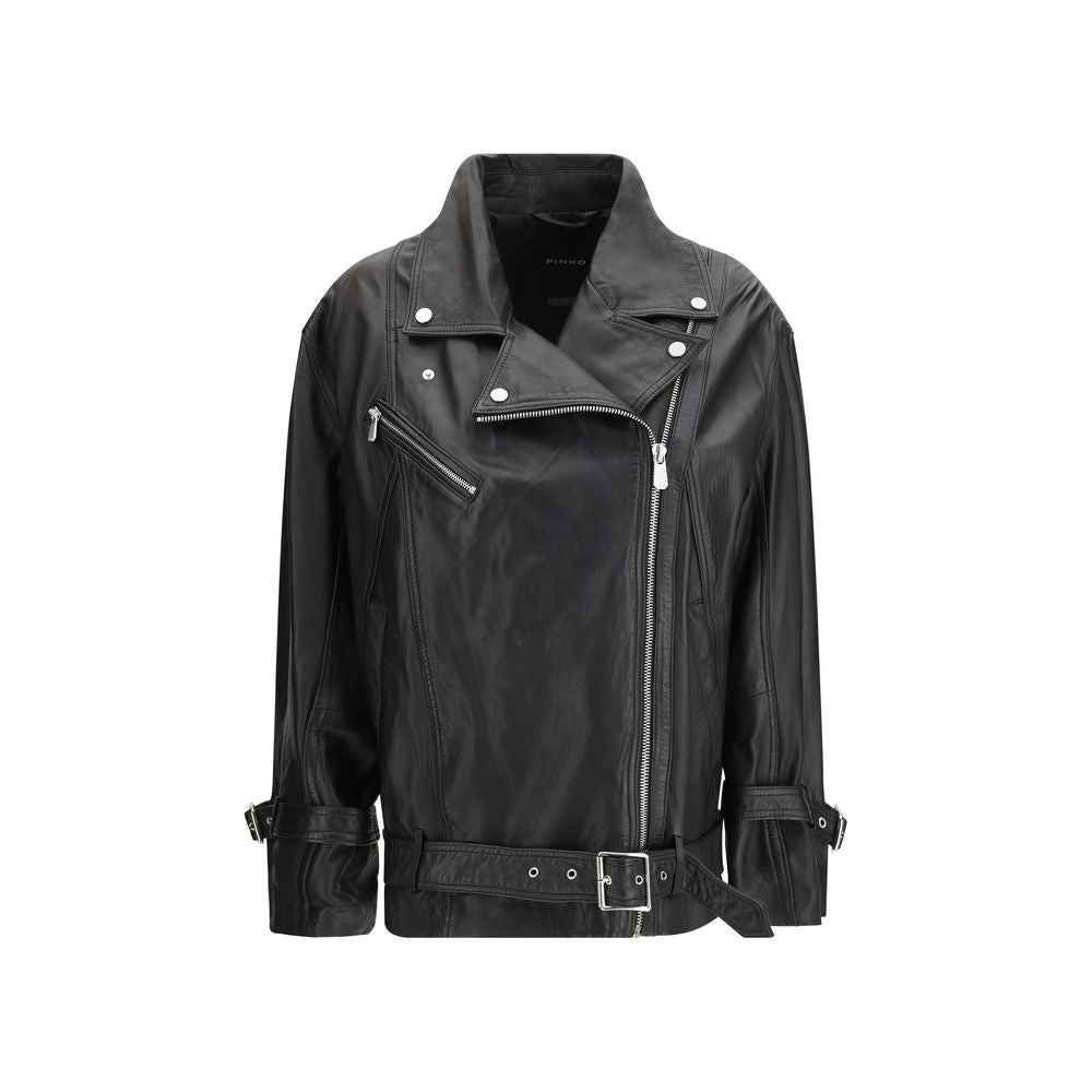 PINKO Black Lambskin Leather Jacket