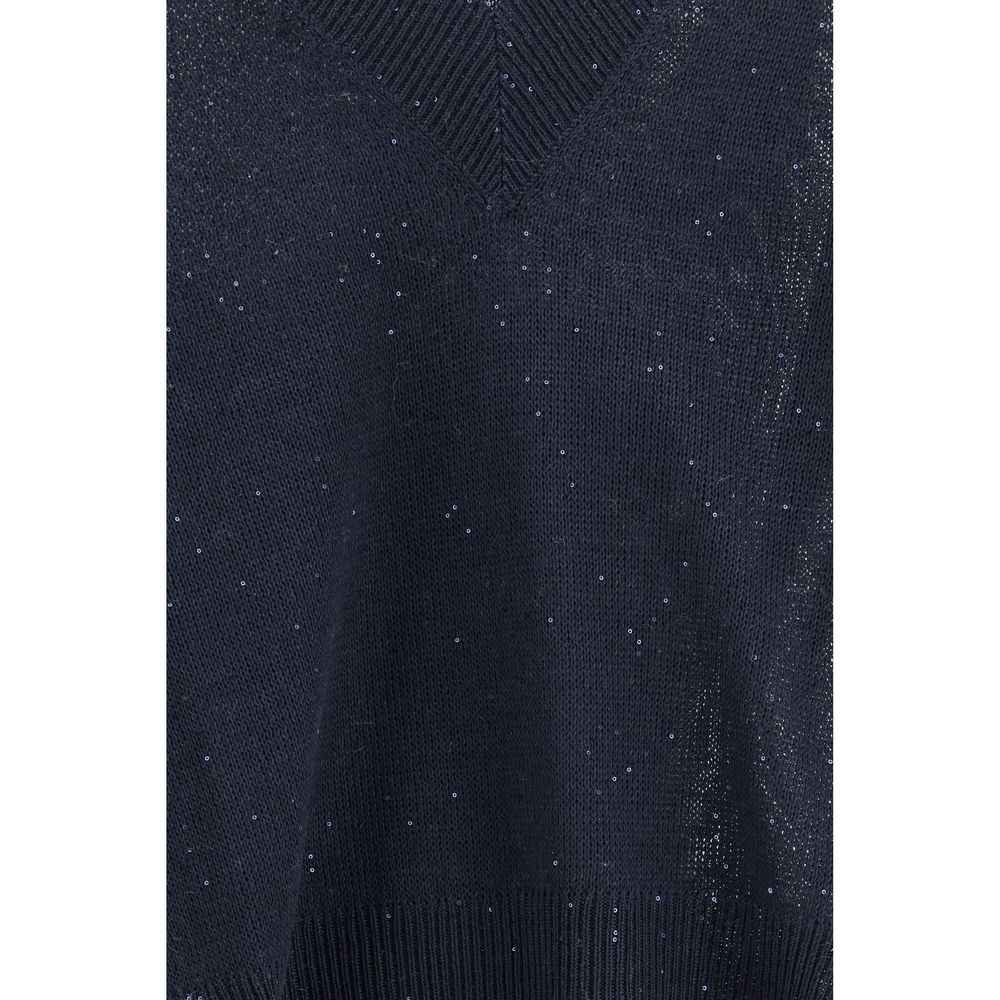 Brunello Cucinelli Blue Linen T-Shirt