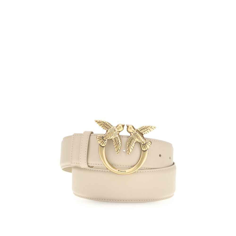 PINKO Beige Calf Leather Bos Taurus Regular Belt